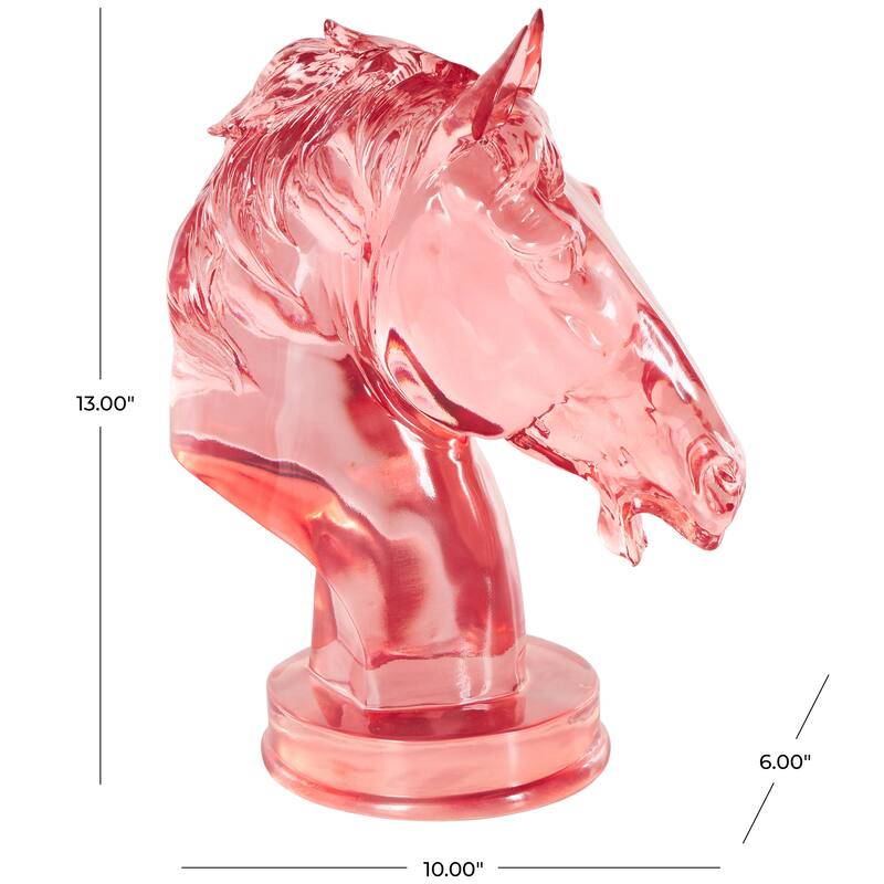 Green, Light Blue or Pink Resin Tinted Horse Decorative Sculpture