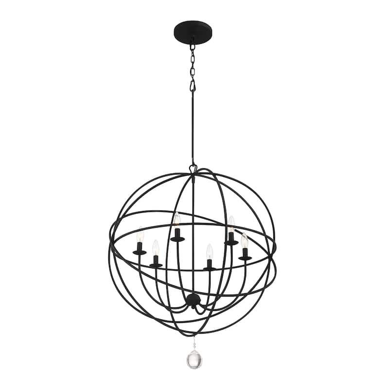 Solaris 6 Light Black Chandelier - 22.5''W x 27.5''H