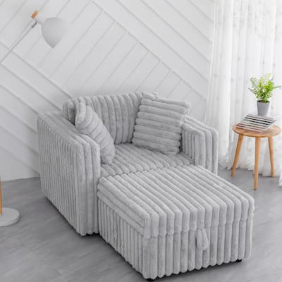 44.9" Soft Modular Sofa with Ottoman, Light Gray, Metal, Free Combination & Multi-Functional