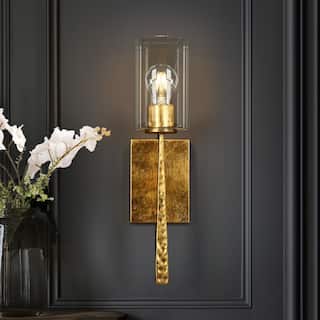 Midas Mid-century Modern Glam Vintage Cylinder Glass Wall Sconce for Bathroom - 4.7"W x 7.1"D x 18.5"H
