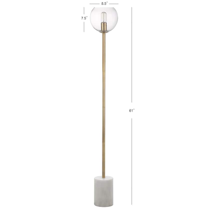 SAFAVIEH Lighting Gilian 61-inch Gold Edison Bulb Floor Lamp - 8.5" x 8.5" x 61" - White/Brass Gold - 9Wx9Dx61H