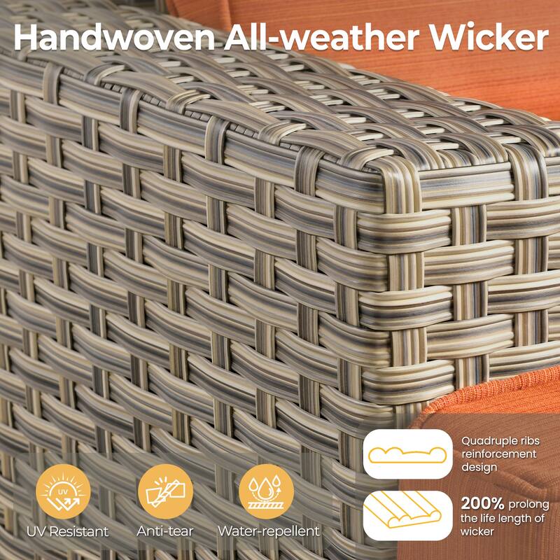 HOOOWOOO 9-piece Wicker Outdoor Patio Conversation Set with LED Coffee Table