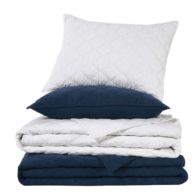 Anne Klein 100% Cotton Diamond Quilt Set