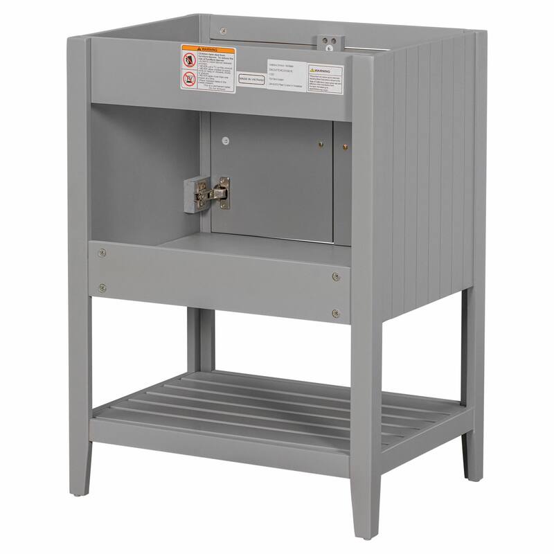 24" Bathroom Vanity with Ceramic Sink and Open Shelf