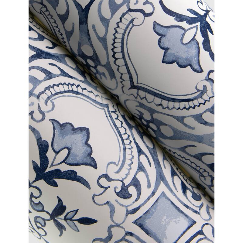Chesapeake Marjoram Blue Floral Tile Wallpaper