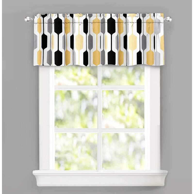 DriftAway Riley Geo Lined Window Curtain Valance Gold Black Gray 52 x 14 - 52" width x 14 " length - 52" width x 14 " length
