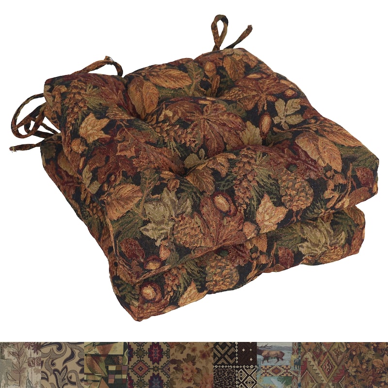 16-inch Square Woven Tapestry Tufted Chair Cushions (Set of 2 or 4) - 16 x 16