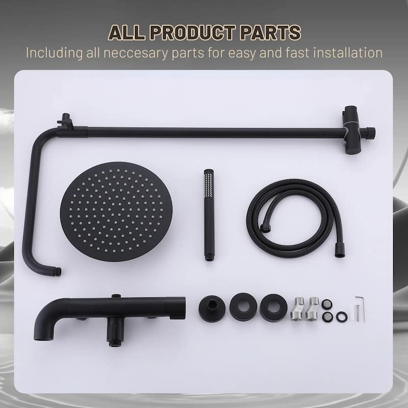 51"H Outdoor 9 Inch Round Rain Shower Set with Handheld Shower (Adjustable Slider)