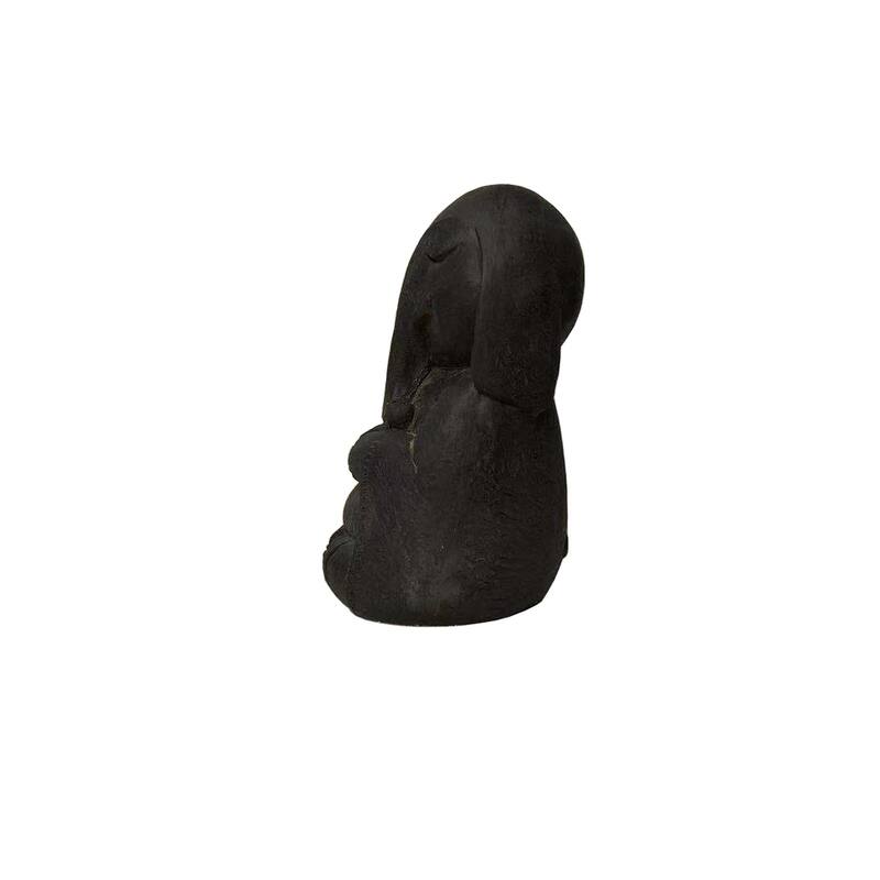 16" Charcoal Black Zen Elephant Buddha Indoor Or Statue Decor