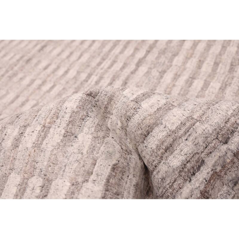 ECARPETGALLERY Hand Loomed Loreto Light Grey Wool Rug - 5'5 x 7'6