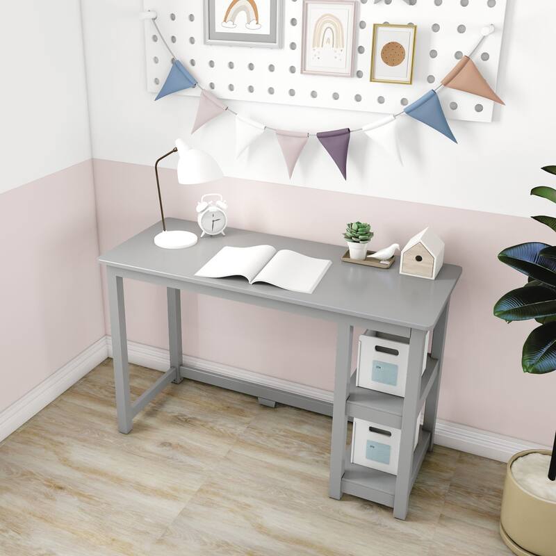 Max and Lily Desk with Bookshelves - Grey - 47 in