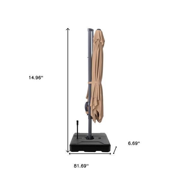 10' Tan Polyester Square Tilt Cantilever Patio Umbrella With Stand - 6 ...