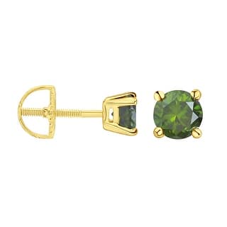 Green Diamond Earrings Online At Our Best Prism Jewel 2 80mm 0 16ct Round Cut Green Color Diamond Back Stud Earring