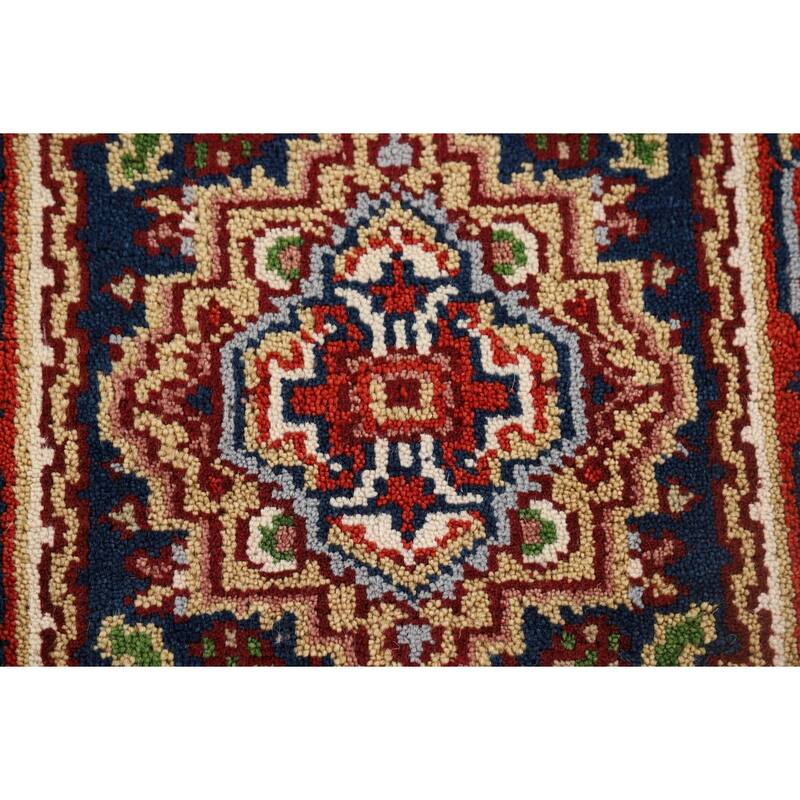 Geometric Heriz Serapi Indian Accent Rug Handmade Wool Carpet - 2'0" x 3'0"