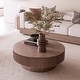 preview thumbnail 16 of 61, Modern Solid Wood Veneered Round Coffee Tea Table with Storage