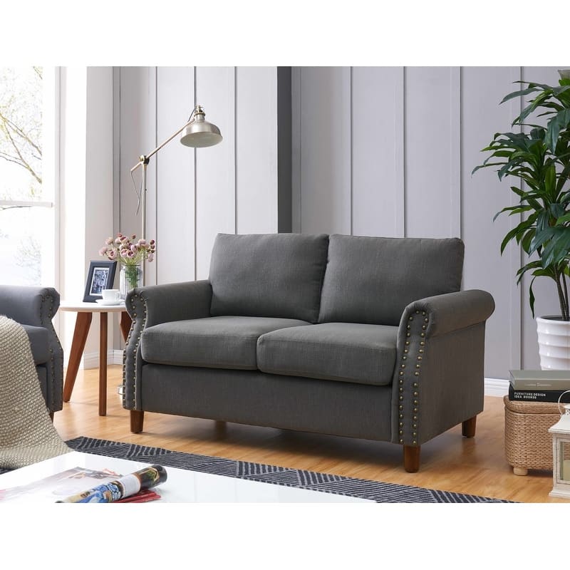 US Pride Furniture Cowie Classic Nailhead Upholstered Loveseat