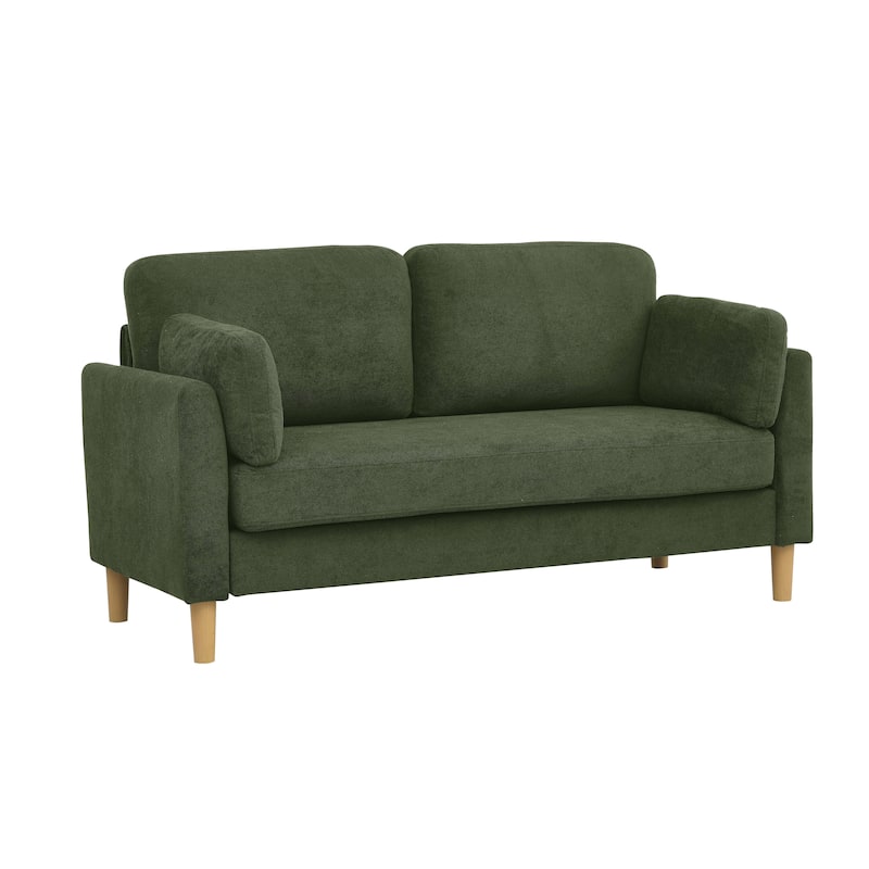 Minimalist Upholstered Sofa - 2 Seats - 30.5" D x 66" W x 35" H - Green