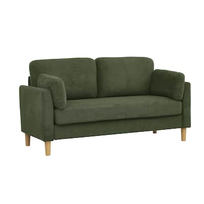 Modern Minimalist 2-Seater Sofa with sturdy wooden legs,plush backrest and armrest cushions