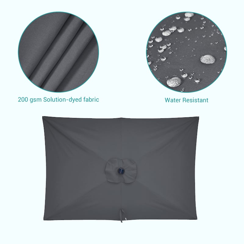 Bonosuki 10 x 6.5ft LED Patio Rectangular Umbrella Outdoor Market Umbrella Aluminium/Steel with Tilt and Crank