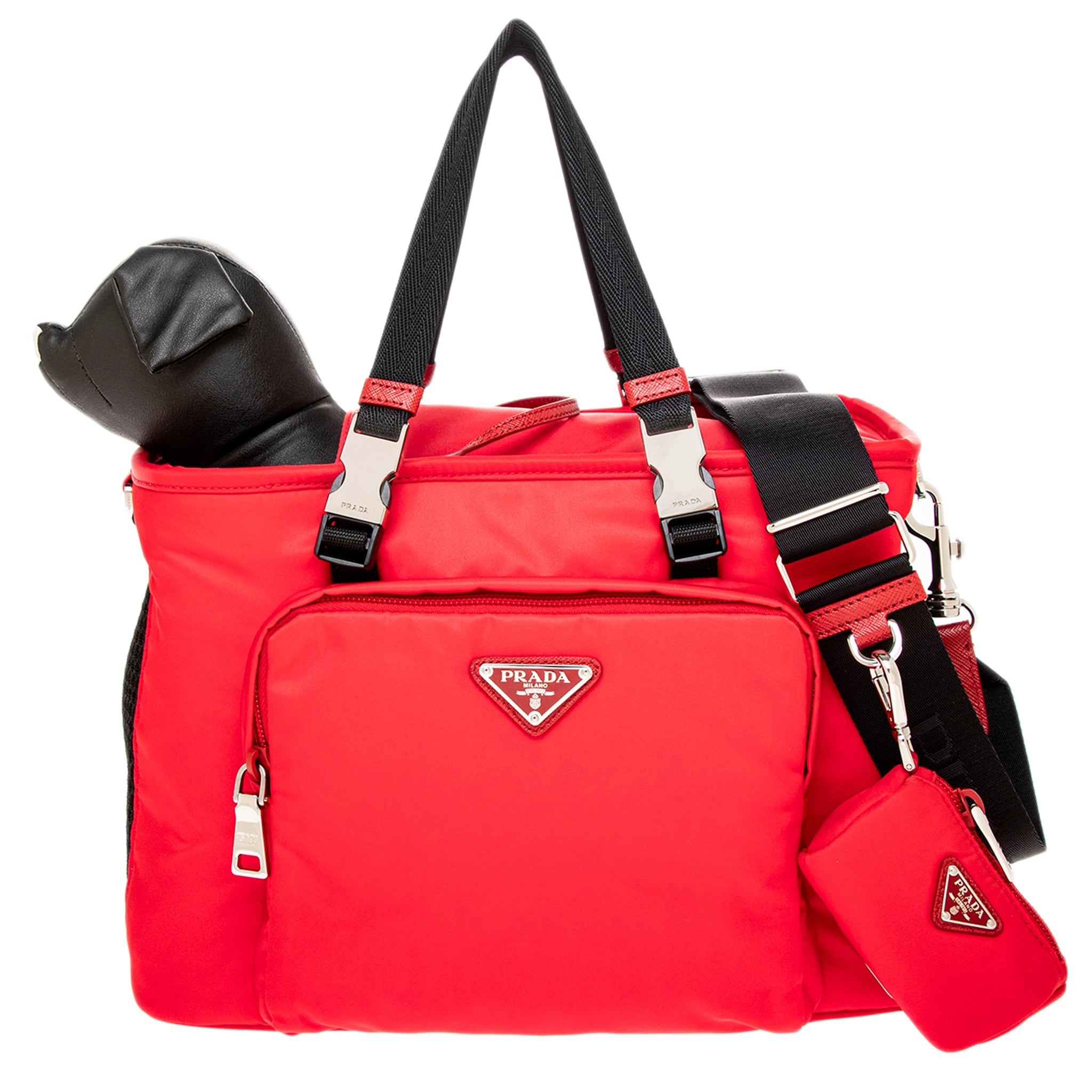 PRADA ペット用 トート キャリーバック レッド 皿、ポーチ付き 新品未使用 Prada Pet Bag - Overstock - 43178090