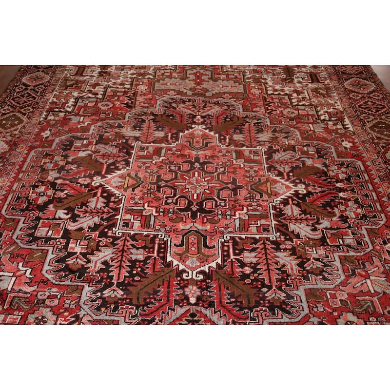 Blue Heriz Vintage Persian Area Rug Handmade Wool Carpet - 9'3" x 12'10"