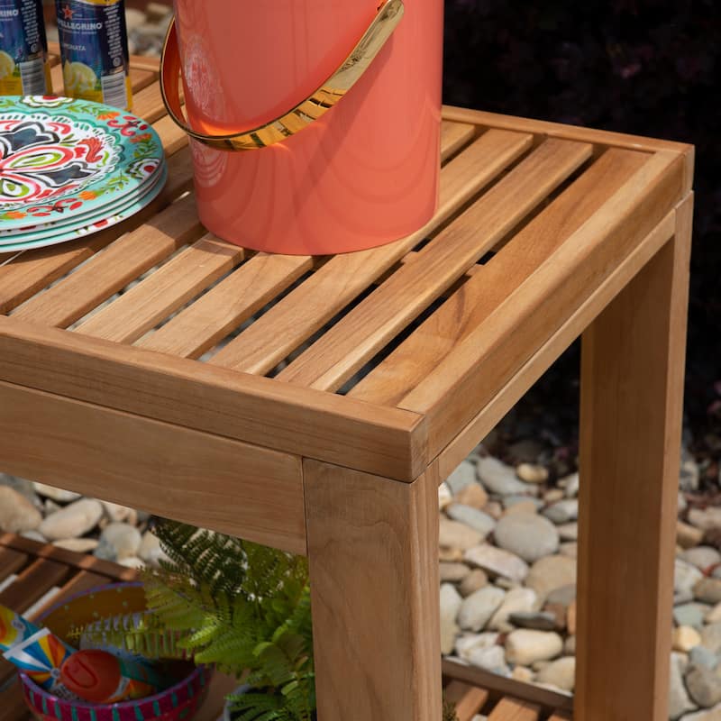 Clermont Outdoor Natural Teak Island with Wheels