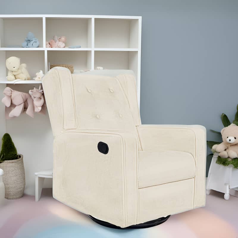 Octavia Solid Wood Microfiber Swivel Glider Rocker Recliner Chair, For Living Room, Bed Room