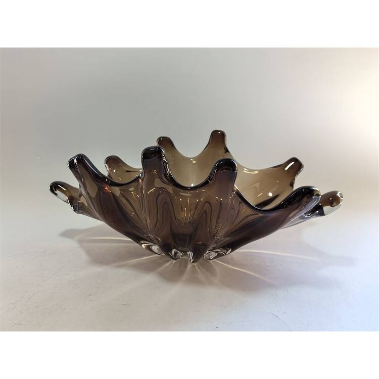 Elegant Sculptural Glass Bowl Centerpiece Decorative Accent 16"x10"