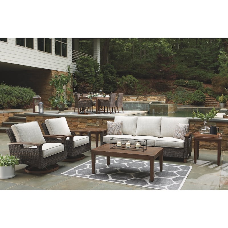 Paradise Trail Outdoor Medium Brown Swivel Lounge Chairs (Set of 2) - 32.5" W x 37" D x 37" H
