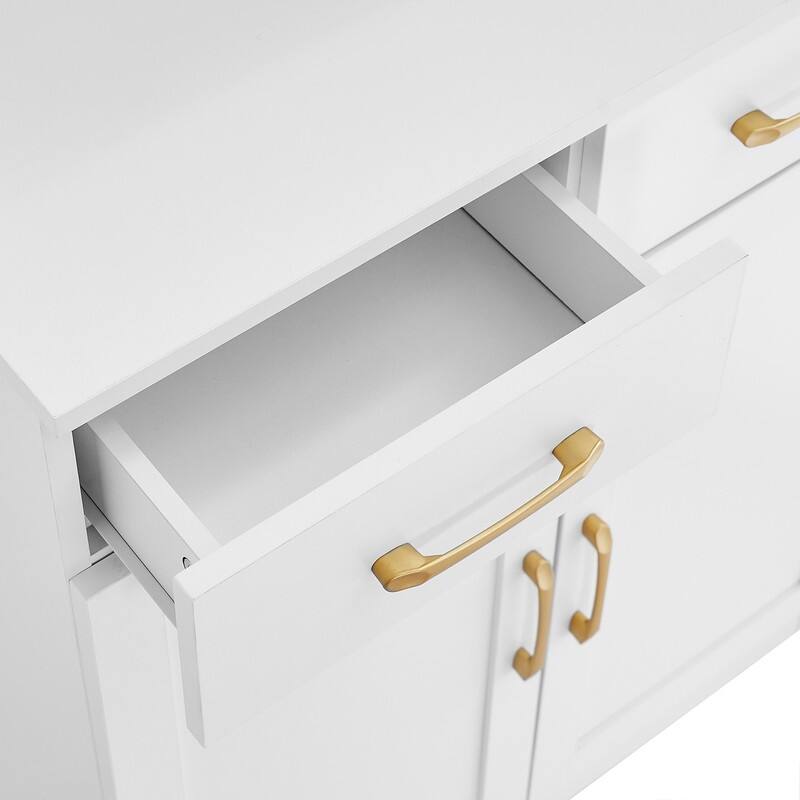 Bookshelf with Two Doors and Drawers, Adjustable Shelf, Three-layer Open Shelf