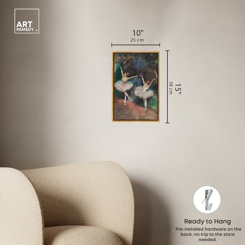 Art Remedy Classical Ballerinas Framed Impressionism 1 Piece Canvas Wall Art /Monet And Van Gogh Inspired Art