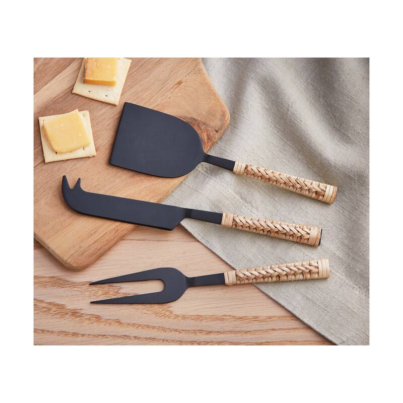 Cheese Knife Serving Utensils Set with Bamboo Handle Set of 3