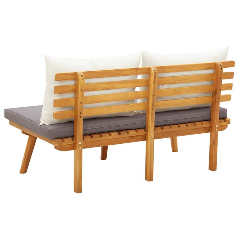Roma Outdoor Bench, Dark Gray and White, 45 Inch Brown Acacia Wood