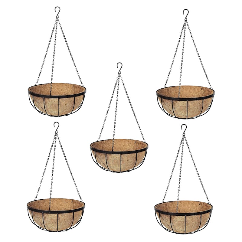 12"-14"-16" DreamPatio Hanging Basket Planter with Coconut Coir