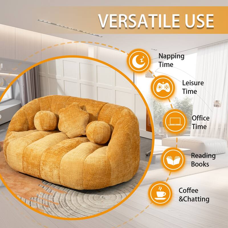 Chenille Upholstered Durable Comfort Lounger Bean Bag Lazy Sofa