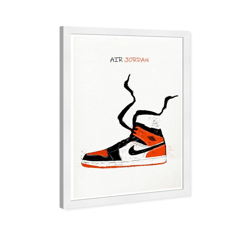 Wynwood Studio Prints Fashion and Glam Air Jordan Drawing VI Orange and Dark Orange Modern & Contemporary Wall Art Canvas Print