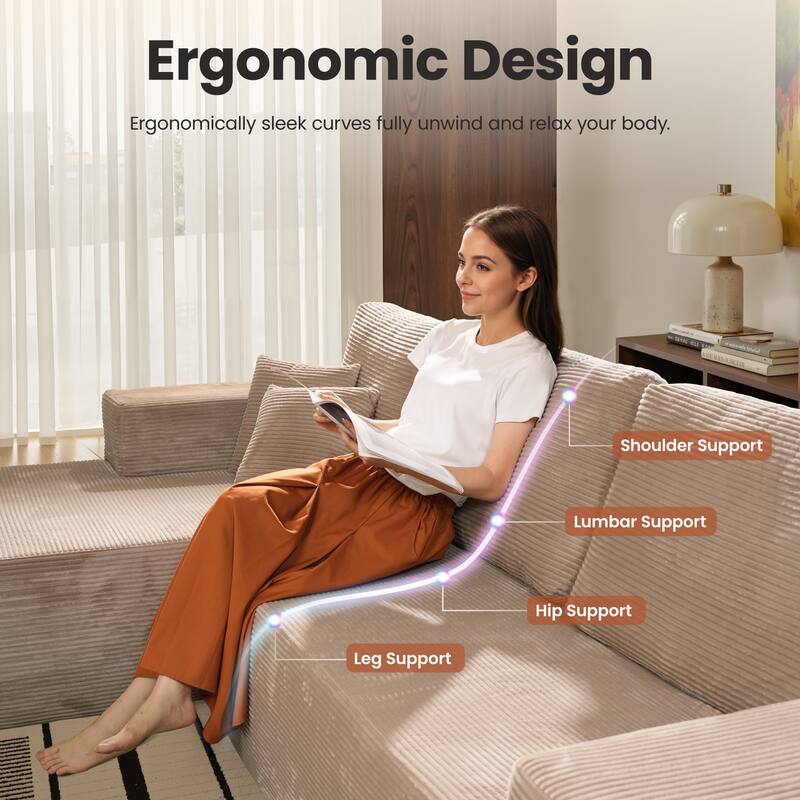 ​​OVIOS Lazy Chaise Lounge Sofa with Ottoman​