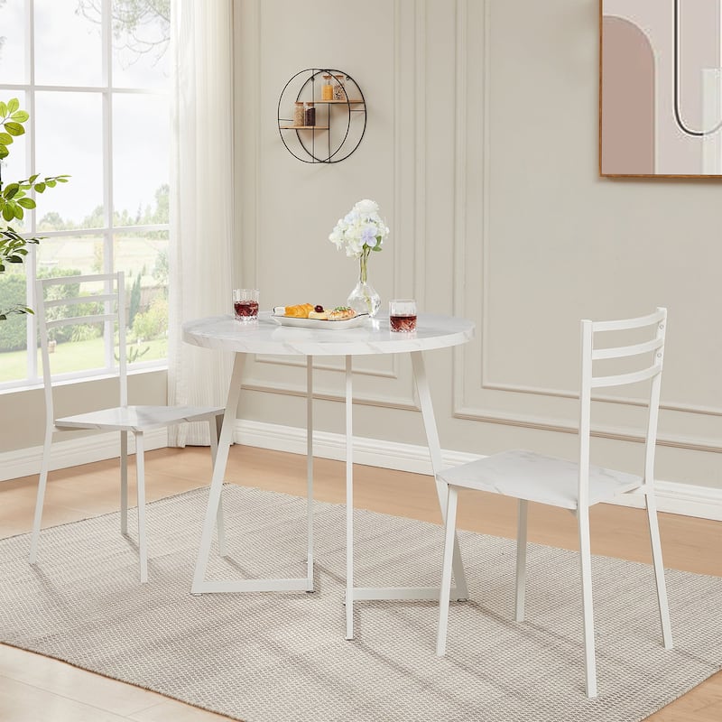 Javlergo Modern 3-Piece Dining Table Set with Round Table and 2 Chairs