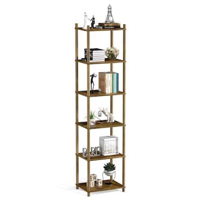 Brown Wood Shelf Easy Assembly - 15.74"D x11.8"W x 64.05"H