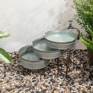 Glitzhome 30"L Farmhouse Galvanized Rustic Metal Fountain