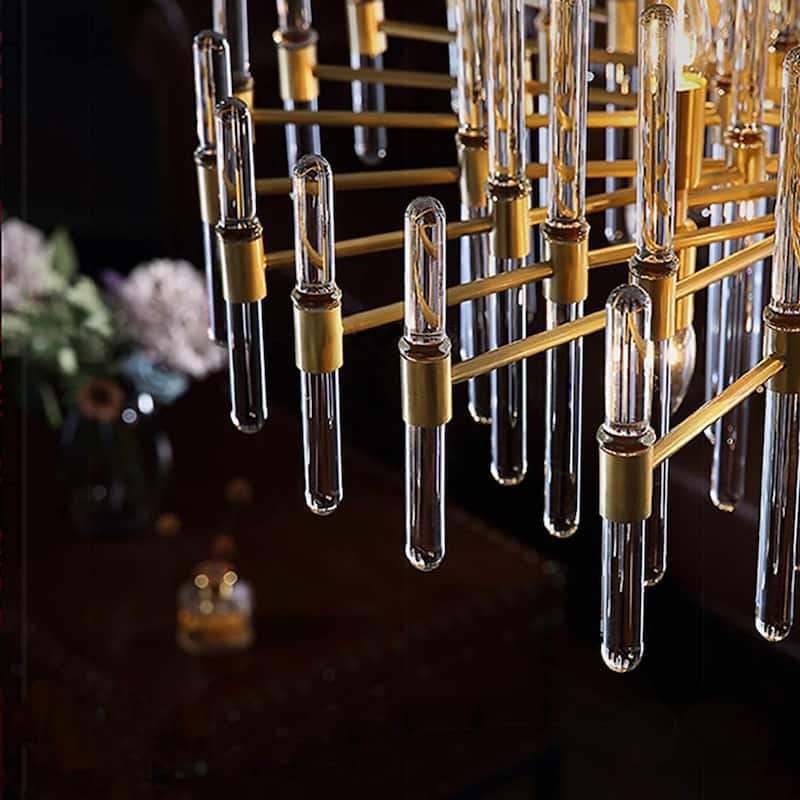 Brass Chandelier 24in Wide 10 light Modern Crystal Chandelier