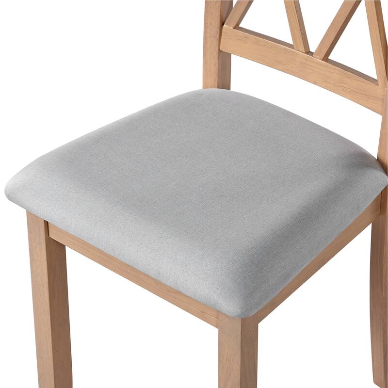 Foldable Dining Table Set for 4, 5 Wood Veneer Dining Set with Drop Leaf Dining Table and 4 Dining Upholstered Chairs