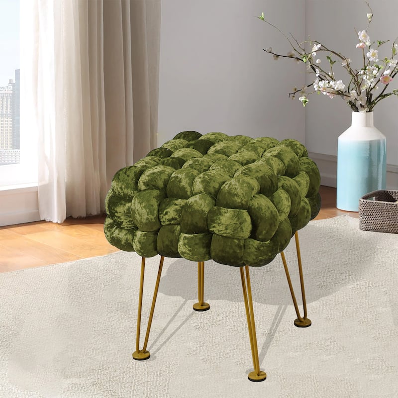 Home Soft Things Crushed Velvet Pouf Stool Ottoman
