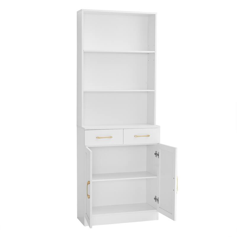 Freestanding Tall Storage Cabinet with Drawers, 3-layer Open Shelves and Adjustable Shelf for Bathroom Kitchen Office Livingroom