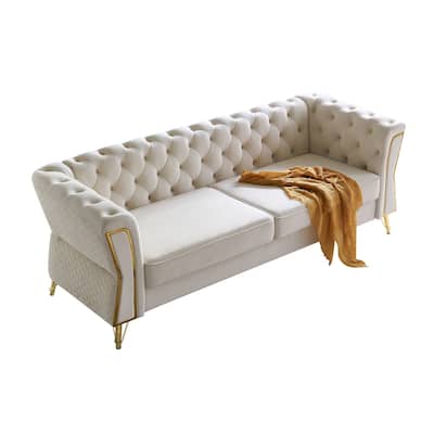 Gorgeous Loveseat Sofa, Living Room Upholstered Armsofa, Velvet 2 Seater Couch with Flared Armrests for Vanity Room