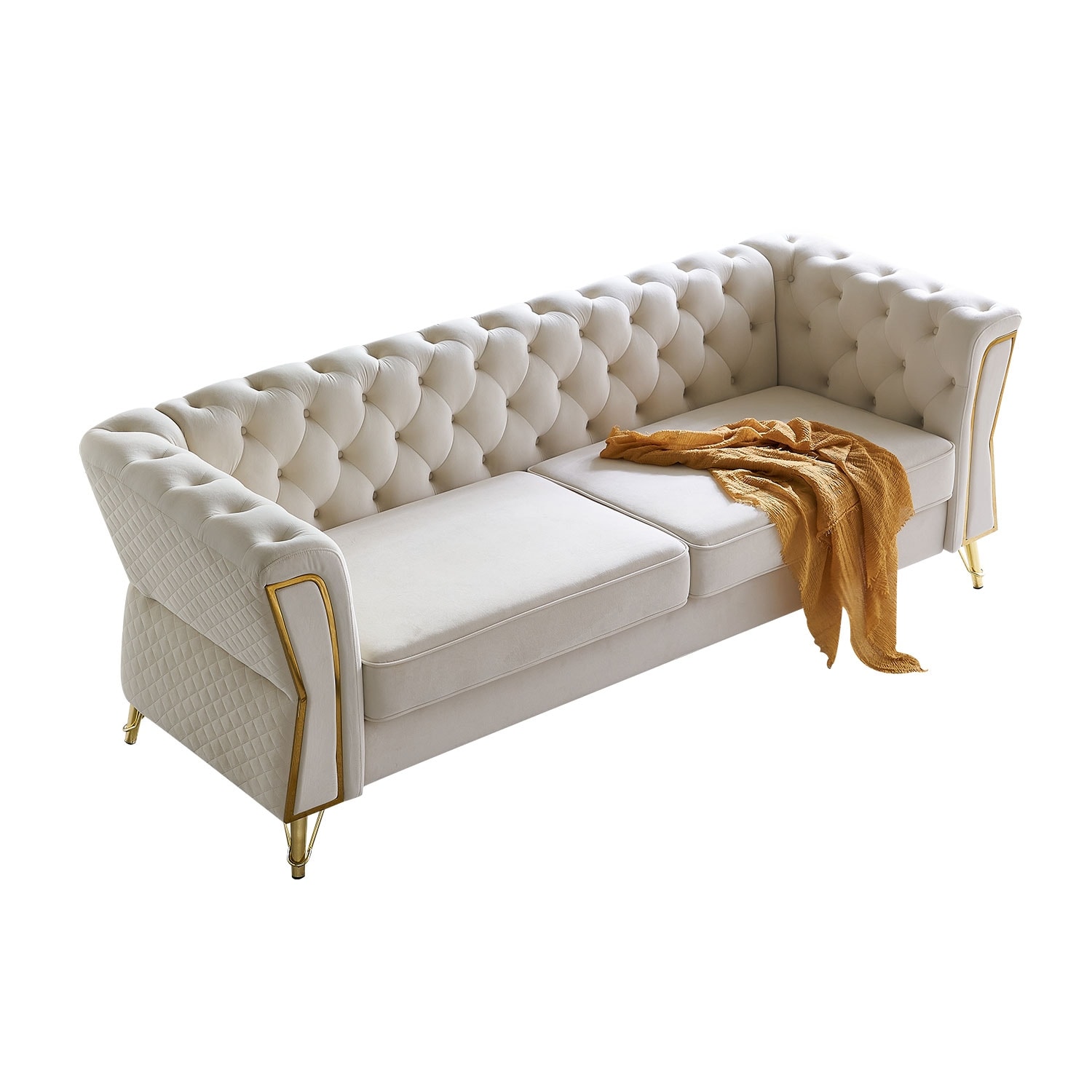 Gorgeous Loveseat Sofa, Living Room Upholstered Armsofa, Velvet 2 Seater Couch with Flared Armrests for Vanity Room