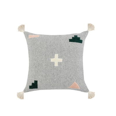 HomeRoots 20" X 20" Black Off-White Pink And Green 100% Cotton Geometric Zippered Pillow