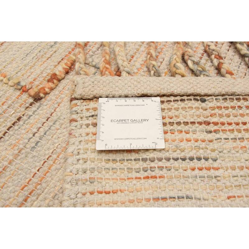 ECARPETGALLERY Braid weave Sienna Beige Wool Rug - 5'1 x 8'1