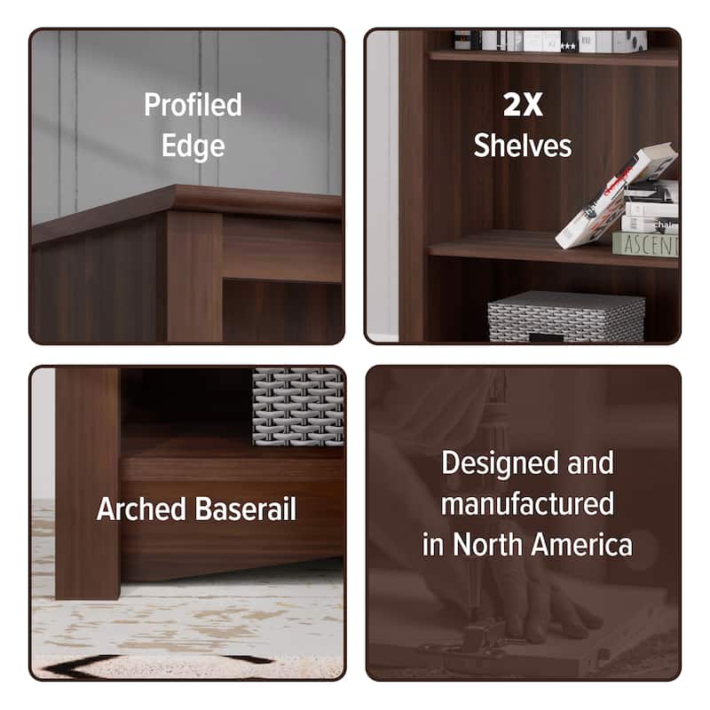 2-shelf Bookcase - 31.5" W x 29" H x 13" D