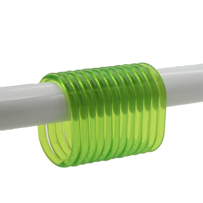 Evideco Shower Curtain Rings Plastic Hooks (Set of 12) - Clear Lime Green